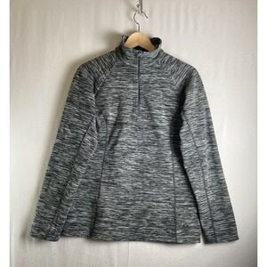 Mountain Hardwear Women's Gray Striped 1/4 Zip Fleece Sweater Size Medium